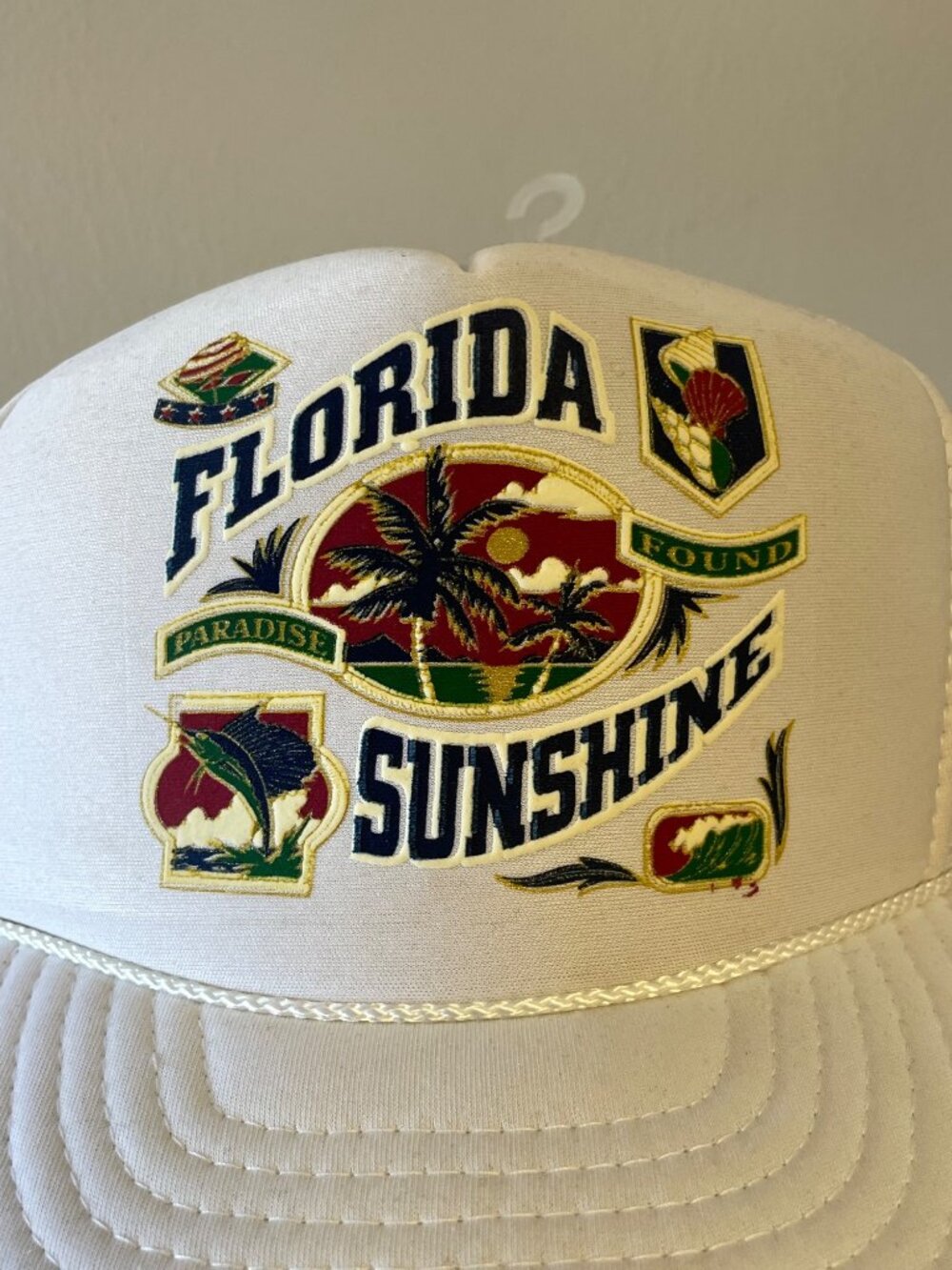 NWT Viintage 90s Florida Sunshine Graphic Trucker Hat Adjustible Cap - Picture 3 of 9